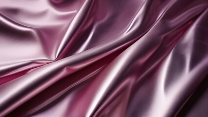 Pink metallic silk satin folded fabric background.