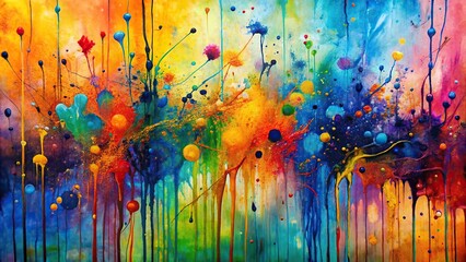 Wall Mural - Abstract painting with spontaneous drips and splatters capturing movement, art, paint, artistic, abstract, creativity