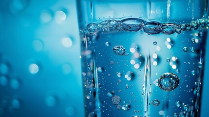 Poster - transparent glass with water and bubbles : Generative AI