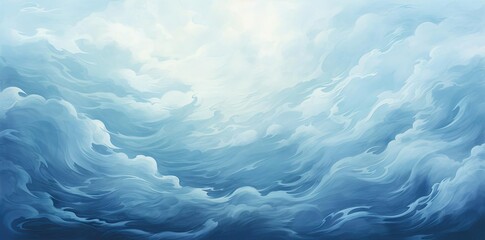 Wall Mural - blye background of a blue ocean with white clouds