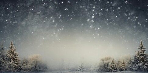 Wall Mural - christmas background with snow - covered trees and a gray sky