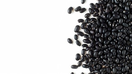 Poster - Black beans Urad dal black gram vigna mungo isolated on white background Top view Flat lay Makro : Generative AI