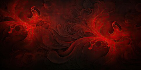 Wall Mural - dark background wallpaper with a pattern of red and orange swirls