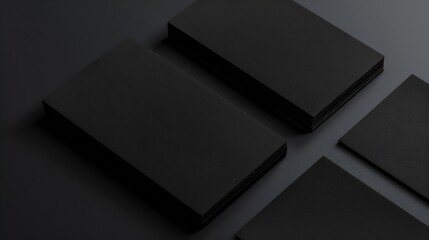Poster - Black business cards mockup front and back on a dark background a template for design presentation thick cardboard : Generative AI