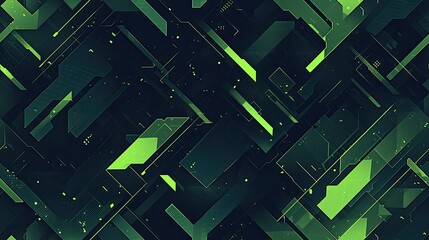 Sticker - green arrows print on black, green and black, geometric pattern, tech, gradient, glitch, high detailed, holographic, dark background