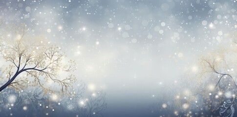 Wall Mural - holiday backgrounds of a snowy landscape featuring a bare tree and branch