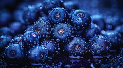 Wall Mural - An HD image of fresh elderberries, their dark blue to black color, used in syrups and jams, isolated on a Transparent background 
