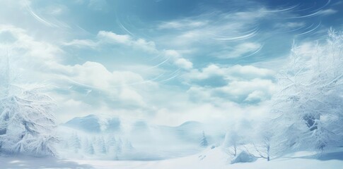 winter background wallpaper featuring snow - covered trees and a blue and white sky