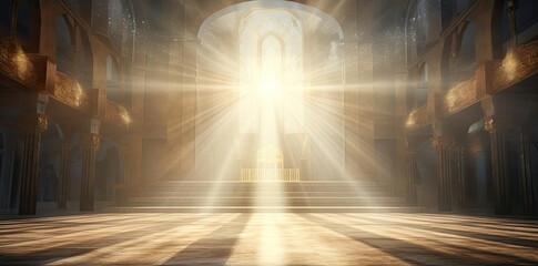 worship background with shining light in the middle of a church