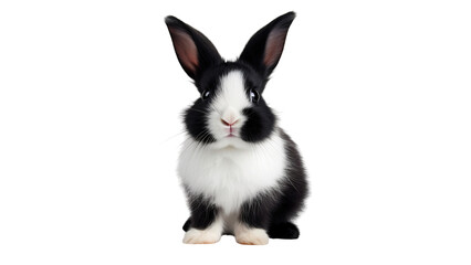 black and white rabbit isolated on transparent background