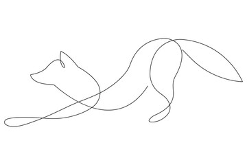 Sticker - Fox continuous one line drawing vector illustration