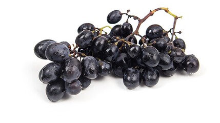 Poster - Packed black grapes isolated on a white background Organic agricultural products Delicious bunch of grapes : Generative AI