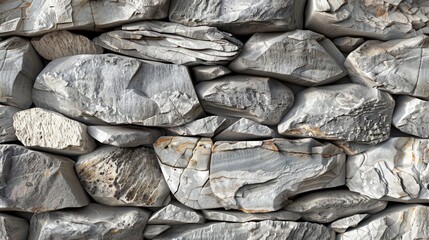 Poster - Close up view of a variety of gray stones stacked together