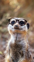 Wall Mural - smiling meerkat with glasses, merkat, suricato