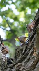 Canvas Print - squirrels in the tree, ardillas en el árbol