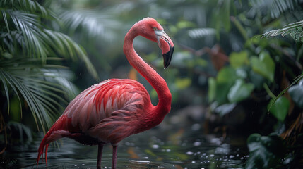 pink flamingo on the forest