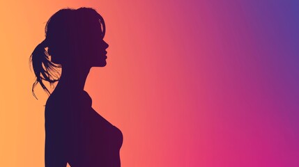 Wall Mural - silhouette of a thin attractive woman on a gradient background