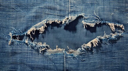 Sticker - Denim fabric torn to create hole Jeans with ripped appearance