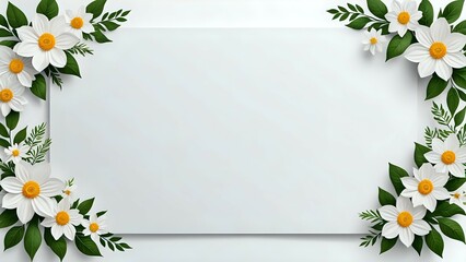 White mock up background with blank paper and floral texture for banner, poster, card, invitation, template, and mock up