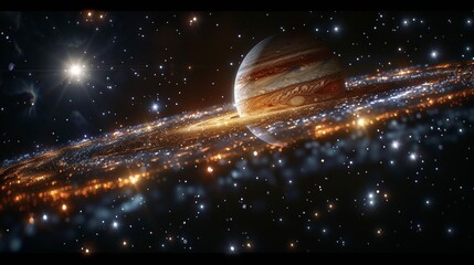 Wall Mural - an illustration of a solar system with planets and stars.