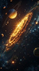 Wall Mural - an illustration of a solar system with planets and stars.