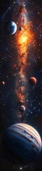 Wall Mural - an illustration of a solar system with planets and stars.