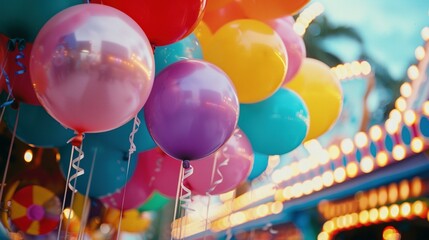 Vibrant Balloons at a Lively Funfair Event