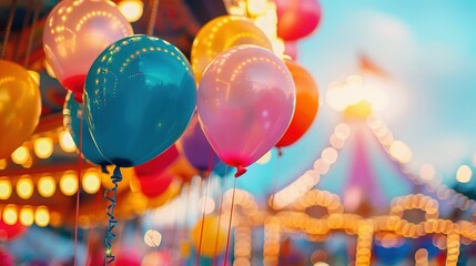 Wall Mural - A Funfair Event with Colorful Balloons
