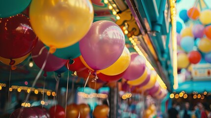 Wall Mural - Festive Balloons at an Exciting Funfair