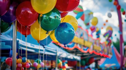 Wall Mural - Cheerful Balloons at the Funfair Celebration