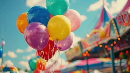 Wall Mural - Cheerful Balloons at the Funfair Celebration