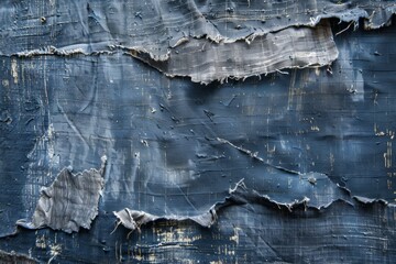 Poster - Dynamic blue and white background with distressed fabric. Artistic portrayal of texture and contrast.