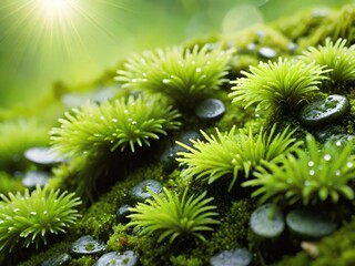 Wall Mural - green moss, flora and fauna on the ground