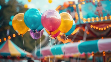 Wall Mural - Colorful Balloons Floating at the Funfair Event