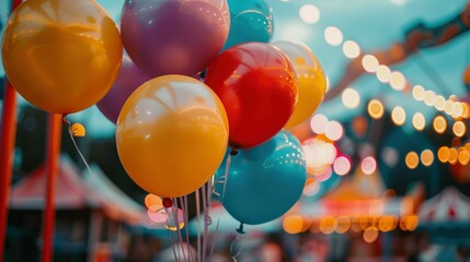Wall Mural - Colorful Balloons Floating at the Funfair Event