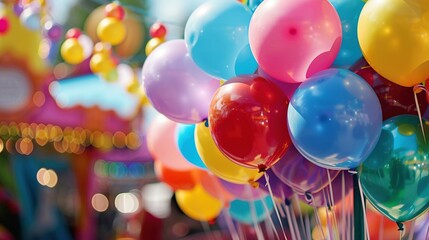 Wall Mural - Colorful Balloons Floating at the Funfair Event