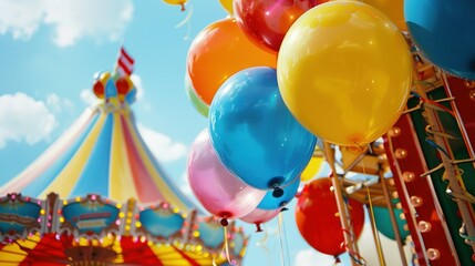 Wall Mural - Lively Funfair Filled with Colorful Balloons