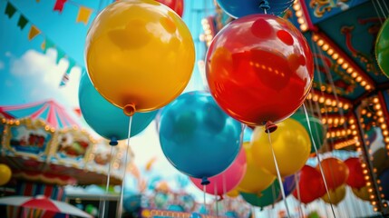 Wall Mural - Lively Funfair Filled with Colorful Balloons