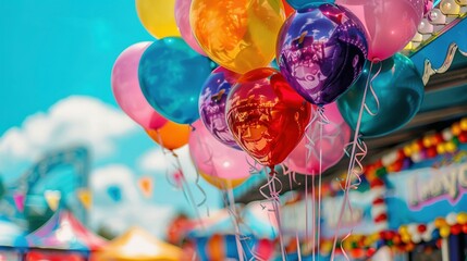 Wall Mural - Lively Funfair Filled with Colorful Balloons