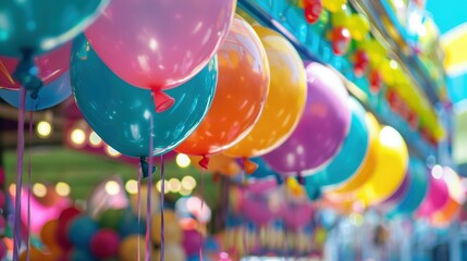 lively funfair filled with colorful balloons