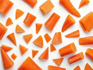 Wall Mural - sliced fresh carrot isolated on white background. top view