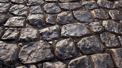 Poster - Wall made of large rocks. Natural stone background.