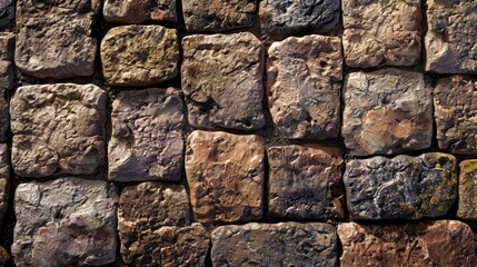 Wall Mural - Rough textured wall made of large rocks. Natural stone background concept.