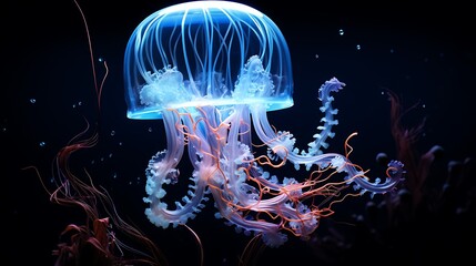 Wall Mural - a glowing, translucent jellyfish