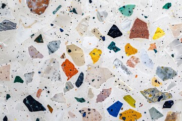 Poster - Mosaic tile floor with a variety of colored stones. Geometric flooring design.