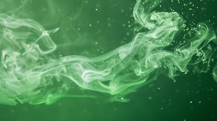 Wall Mural - A jet of soap smoke with glitter on a bright green background.