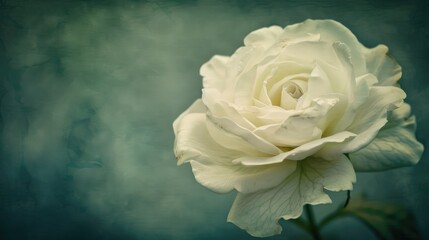 Sticker - Surreal white rose in vintage style macro photo