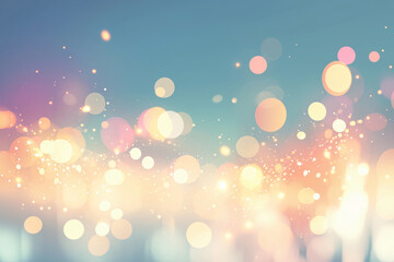 Poster - Abstract bokeh background with blue, pink, and yellow lights. Perfect for celebrations, holidays, and festive designs