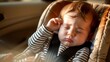 © Anan - Children Hot car Kids dangerous  Close-up of a sleepy baby in a car seat