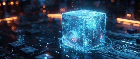 Poster - Digital Cube on a Circuit Board